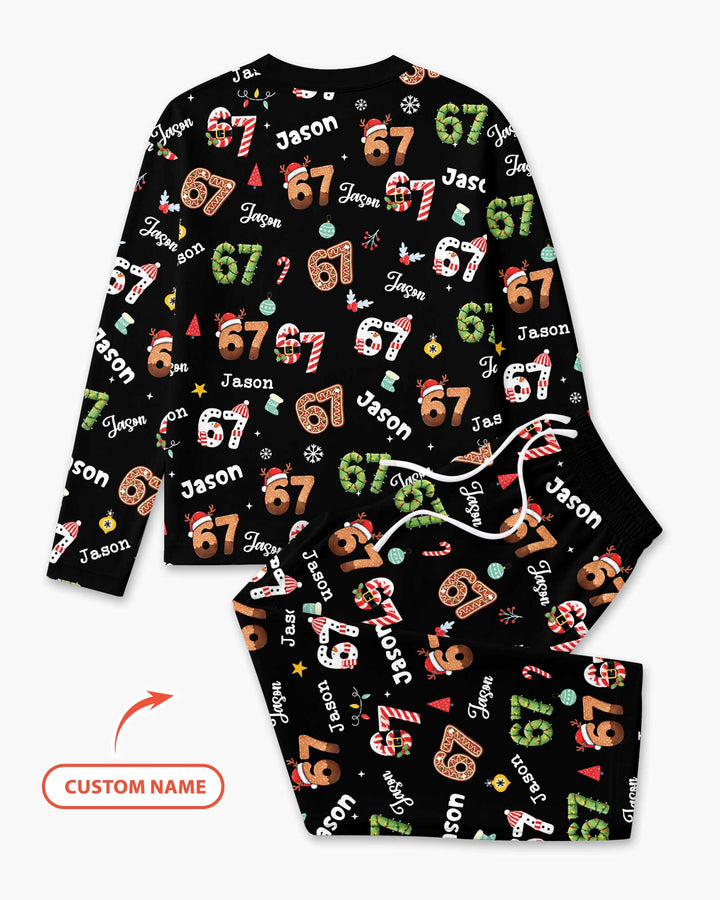 Custom '6 7' Six Seven Christmas Slang Meme Bamboo Men's Pajama Set