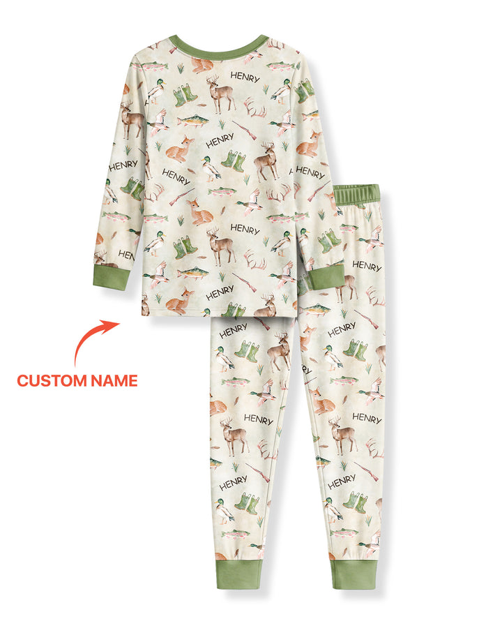 Is It Too Soon To Go Hunting Custom Name Bamboo Two Piece Long Sleeve Pajama Set