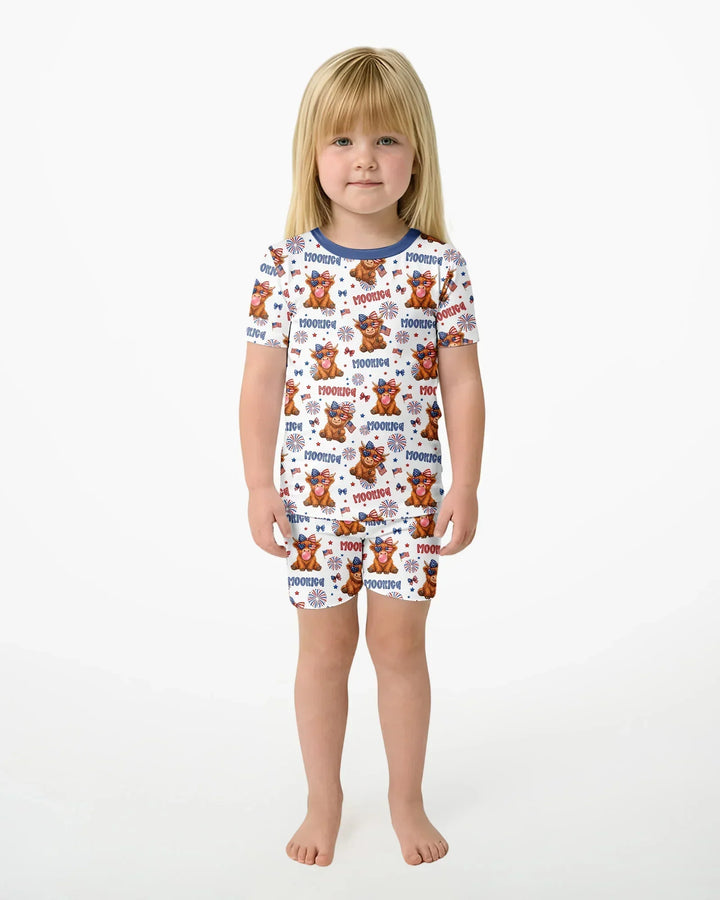 Conjunto de Pijama de Dos Piezas de Bambú con Mangas Cortas y Pantalones Cortos
