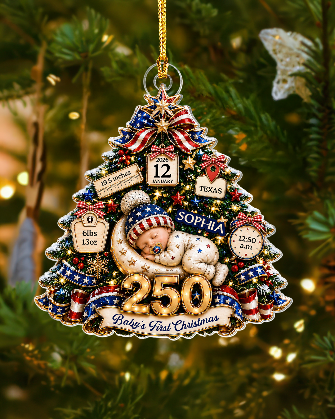 Baby's 1st Christmas America 250th Acrylic Ornament