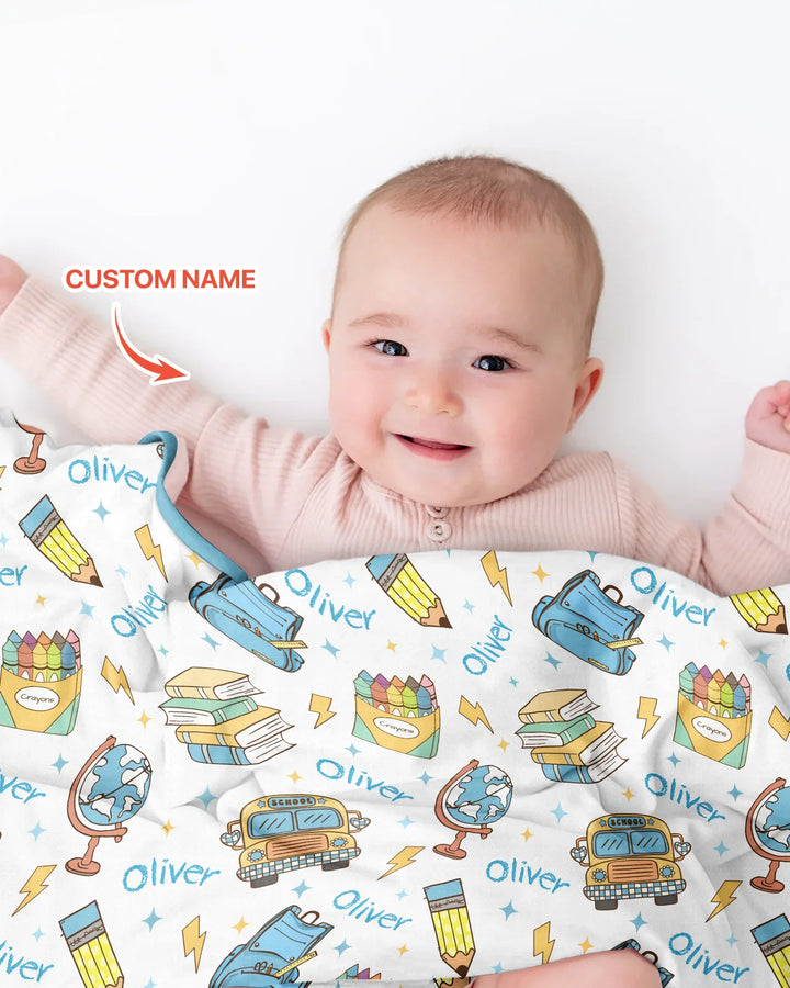 Custom Name Back To School Bamboo Blanket