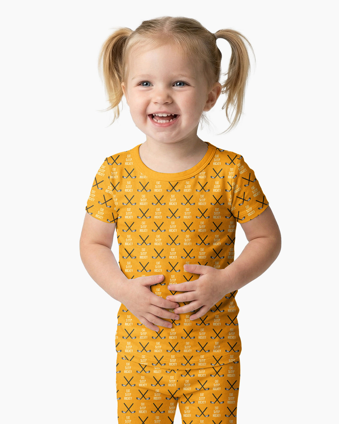 Eat Sleep Hockey Bamboo Two Piece Short Sleeve Pajama Set