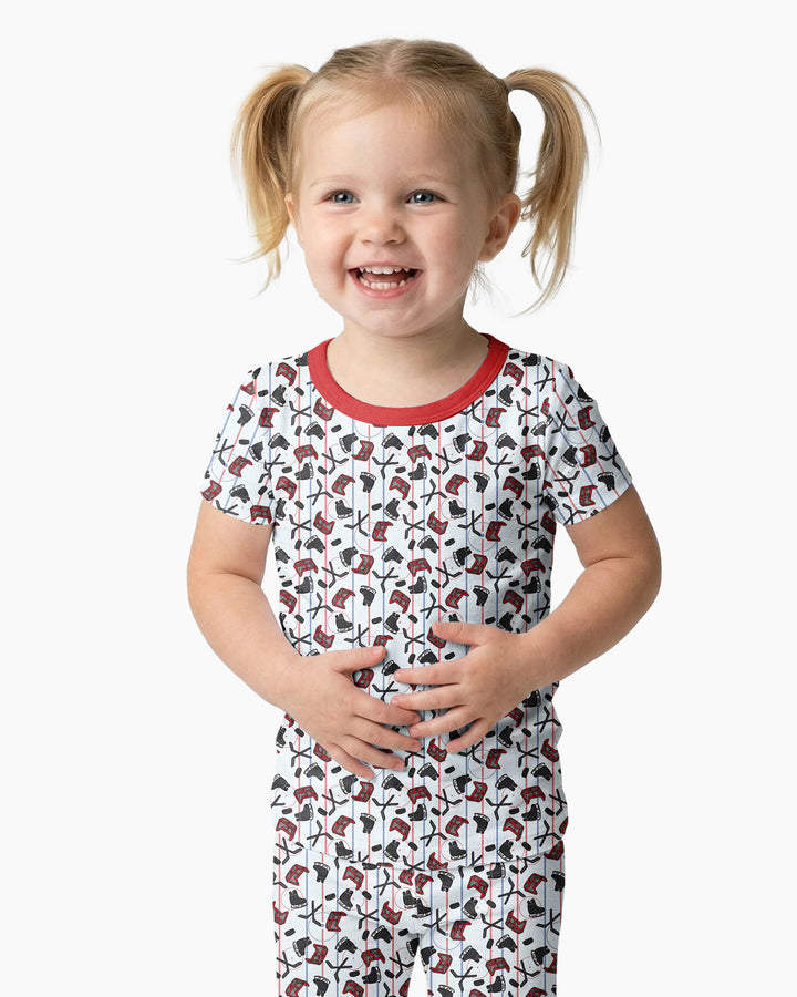 Hockey Rink Bamboo Two Piece Short Sleeve Pajama Set
