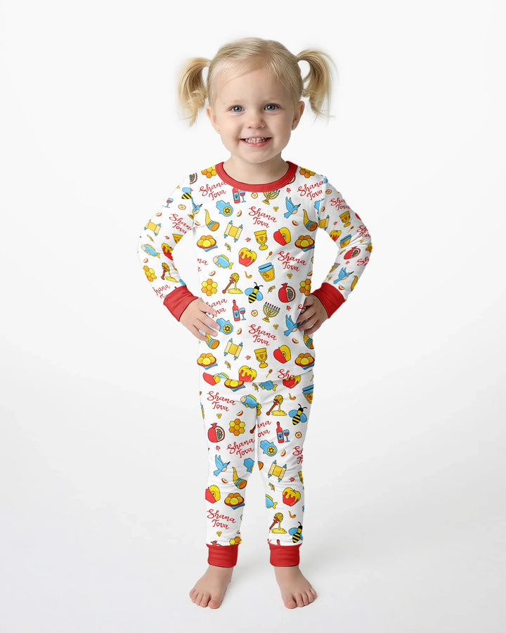 Shanah Tovah U'Metukah Bamboo Two Piece Long Sleeve Pajama Set