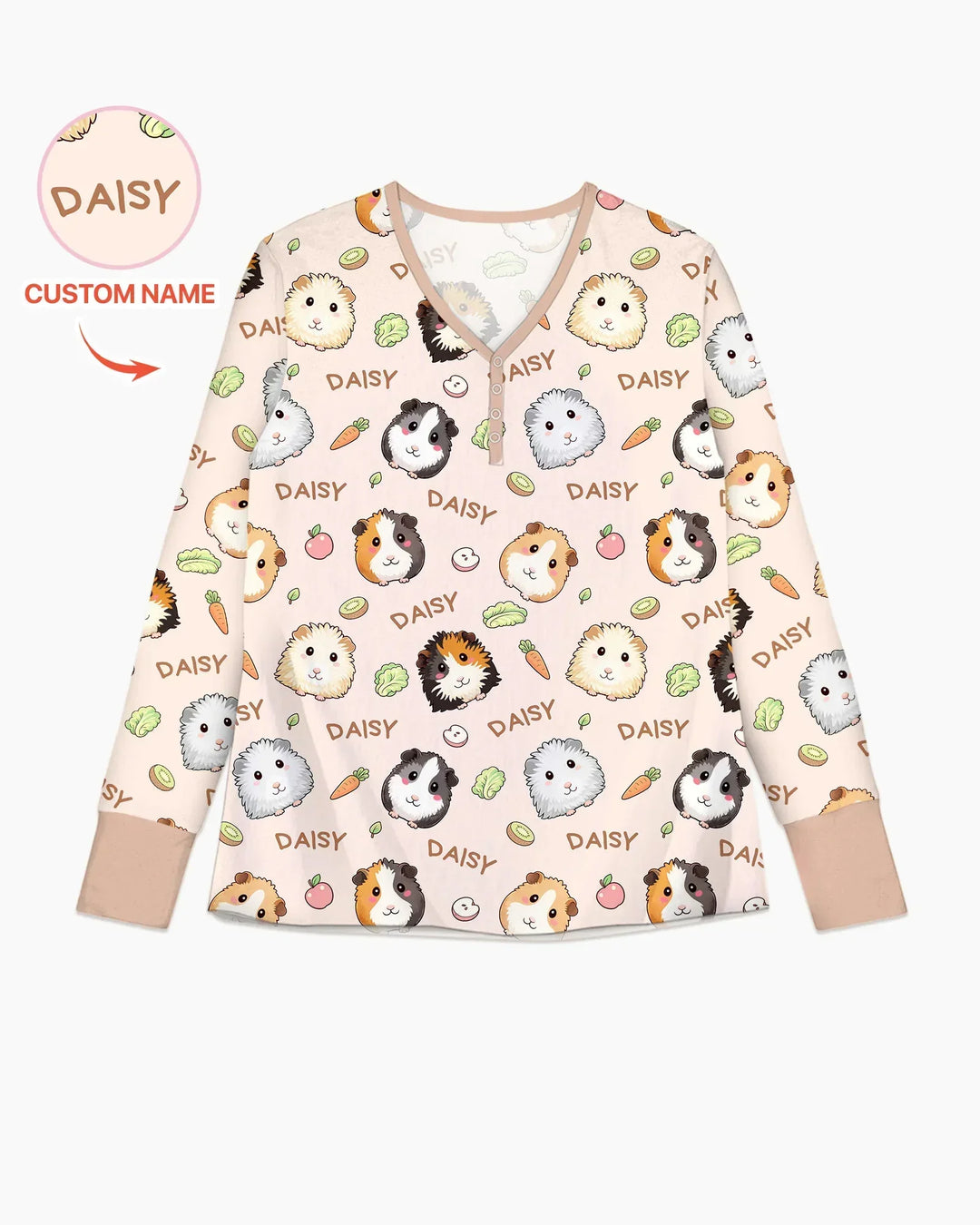 Pijama de bambú para mujer con el nombre de adorables cobayas