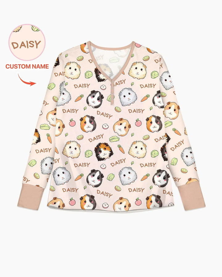 Pijama de bambú para mujer con el nombre de adorables cobayas