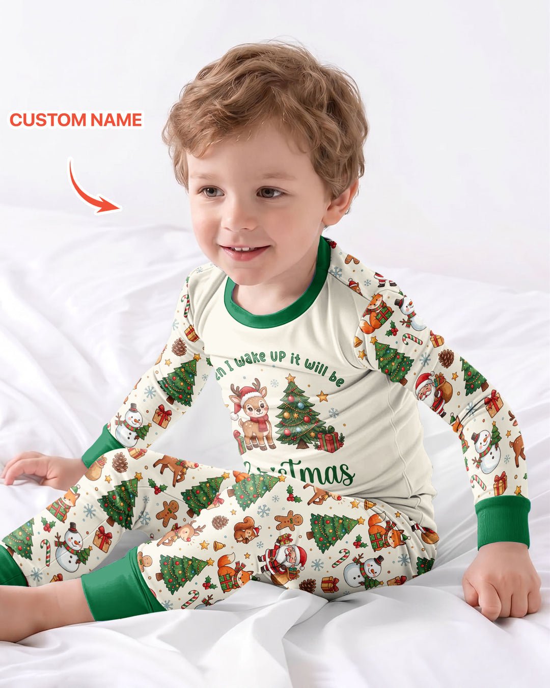 Custom Name When I Wake Up It's Will Be Christmas Bamboo Two Piece Long Sleeve Pajama Set