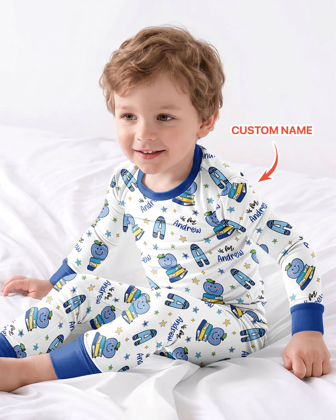 Conjunto de pijama de dos piezas de bambú con mangas largas, plantilla PERSONALIZADA