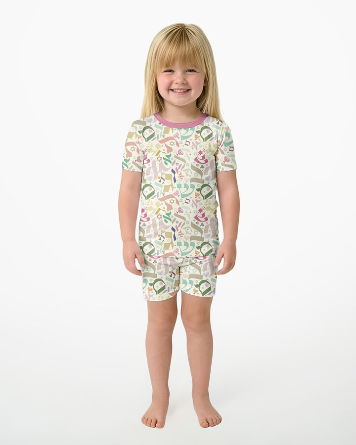 Schlafanzug-Set zweiteilig, kurze Ärmel, kurze Hose, Bambus
