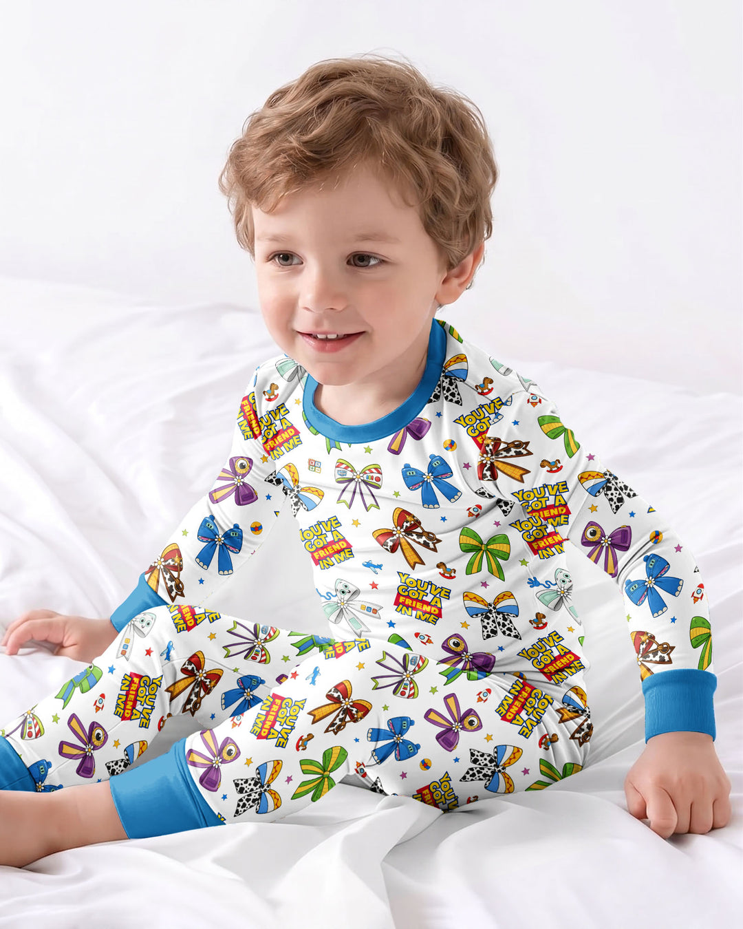 Magical Mirror Bow Bamboo Two Piece Long Sleeve Pajama Set