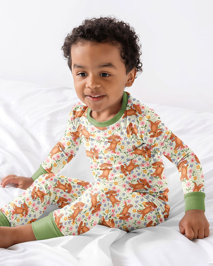 Conjunto de pijama de dos piezas de bambú de manga larga