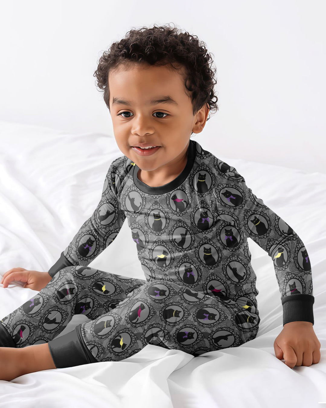 Midnight Cat Parade Bamboo Two Piece Long Sleeve Pajama Set