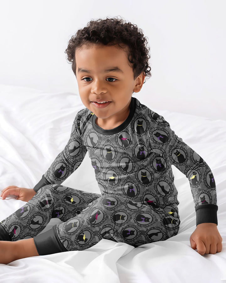 Midnight Cat Parade Bamboo Two Piece Long Sleeve Pajama Set
