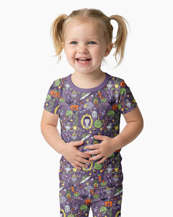 Halloween Monster Fun Bamboo Two Piece Short Sleeve Pajama Set