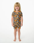Colorful Doodle Monster Friends Bamboo Two Piece Short Sleeve Shorts Pajama Set