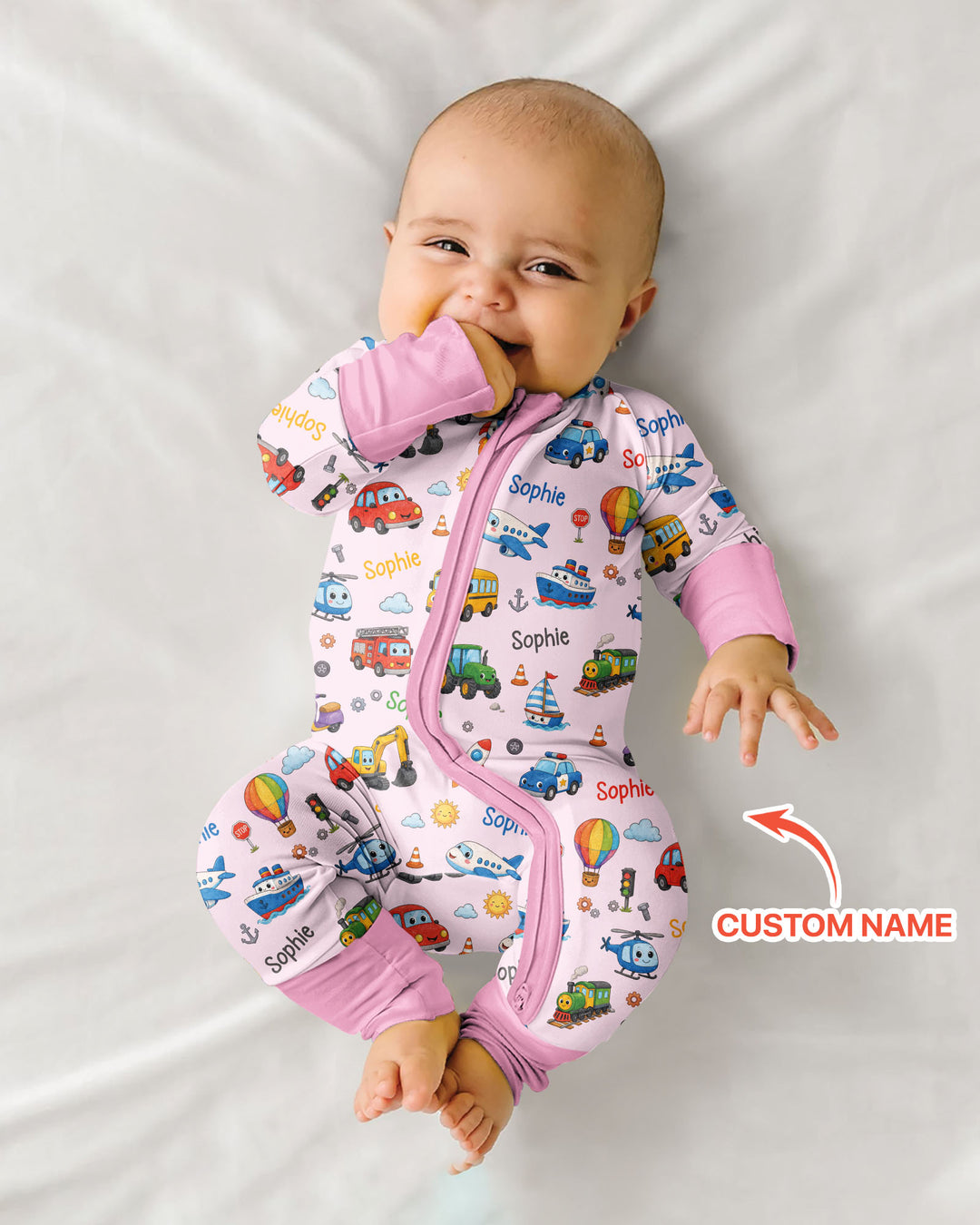 Custom Name Cute Transport Bamboo Convertible Zippy