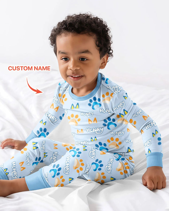 Conjunto de pijama de dos piezas de bambú con mangas largas, plantilla PERSONALIZADA