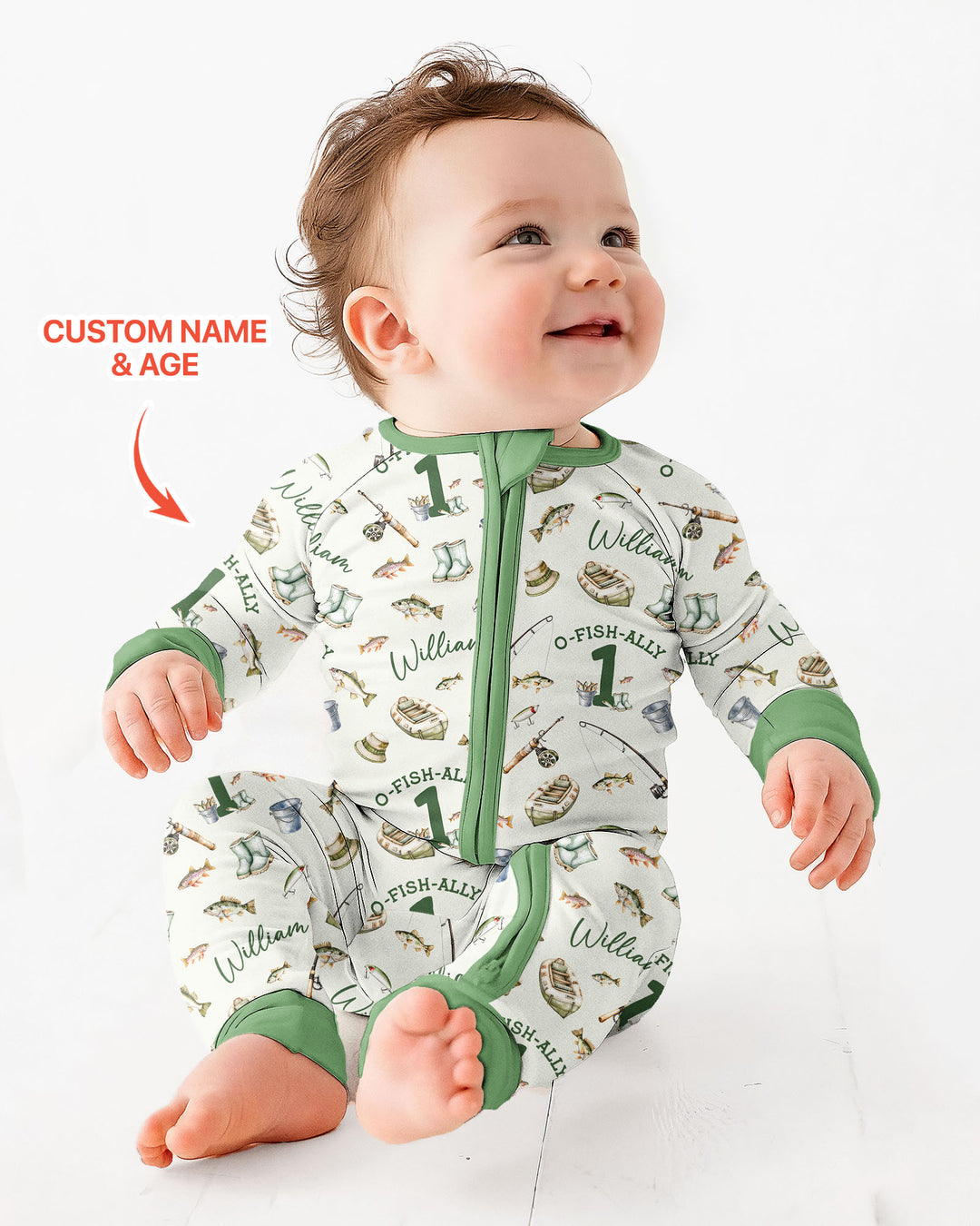 Personalized Fishing Birthday  Bamboo Convertible Zippy