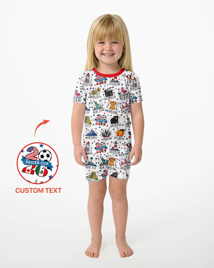 2026 Soccer Cup Host Citties Bamboo Two Piece Short Sleeve Shorts Pajama Set
