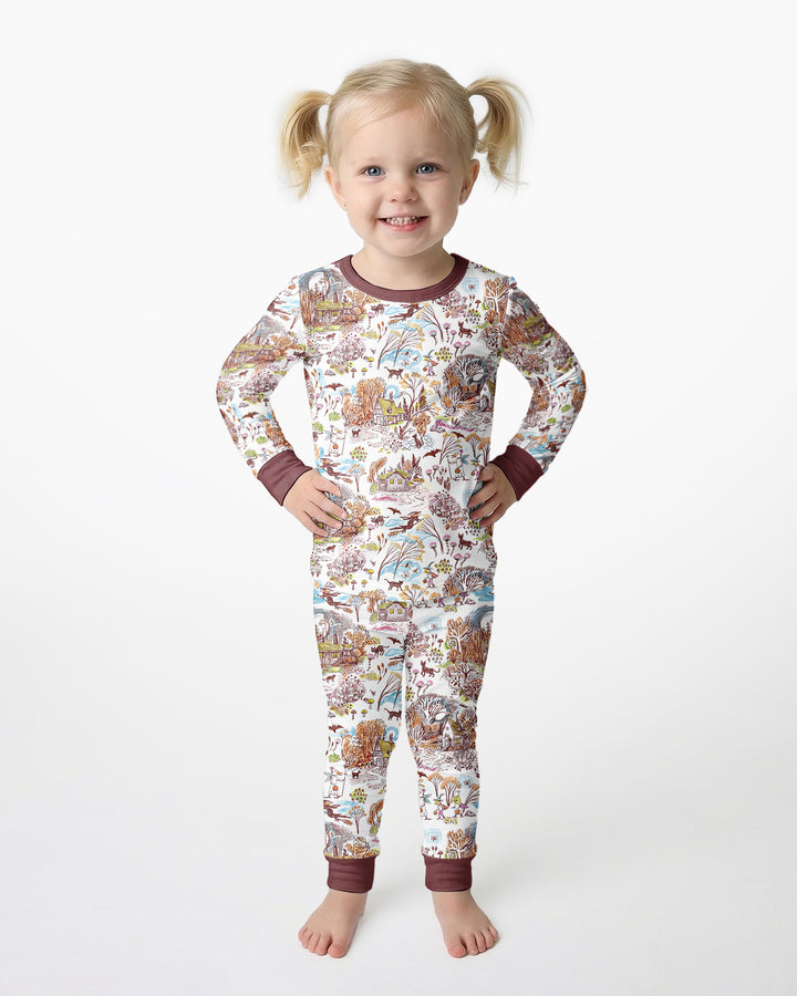 Whimsical Halloween Village Bamboo Two Piece Long Sleeve Pajama Set