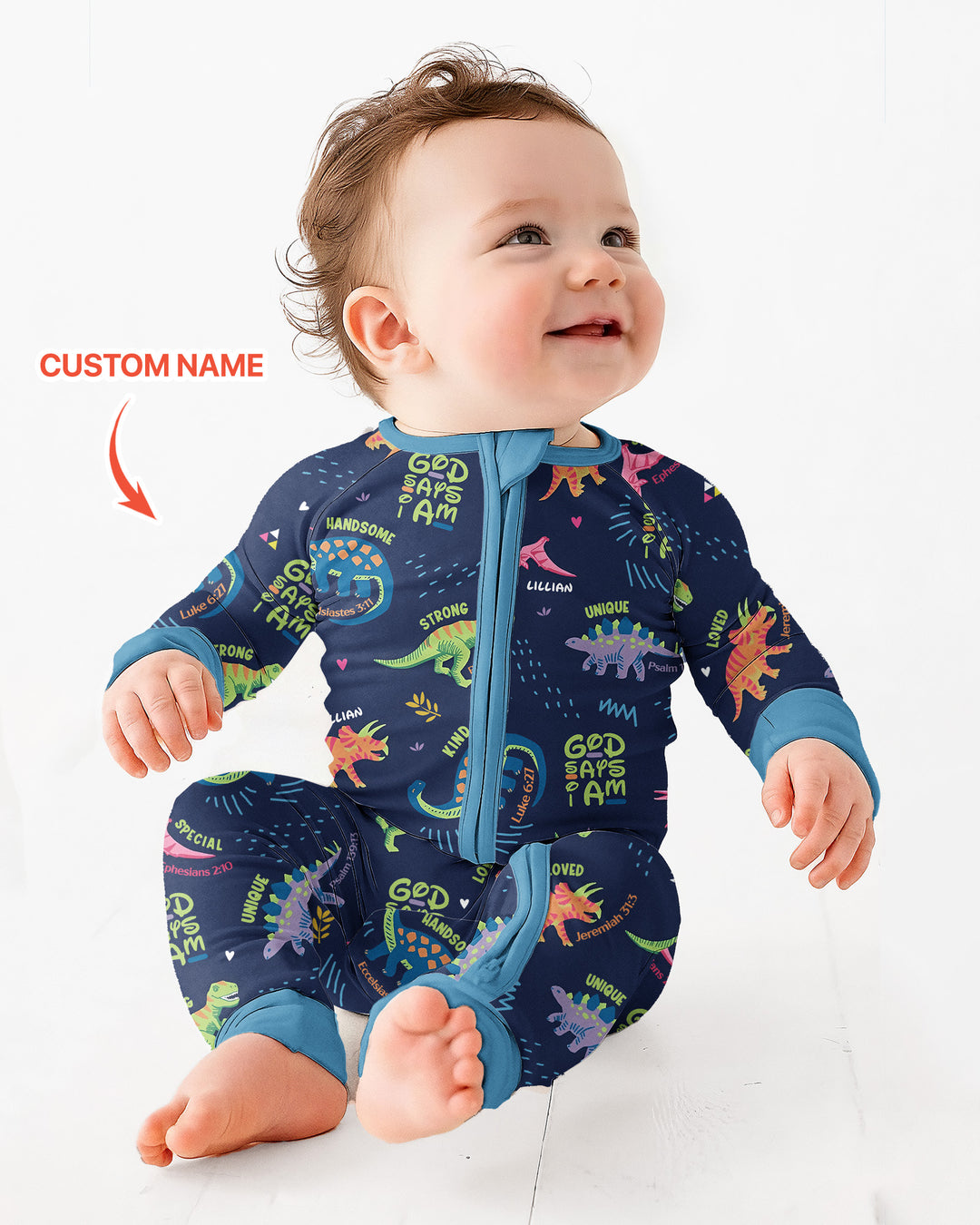 Custom Name God says I am Dinosaur Bamboo Convertible Zippy