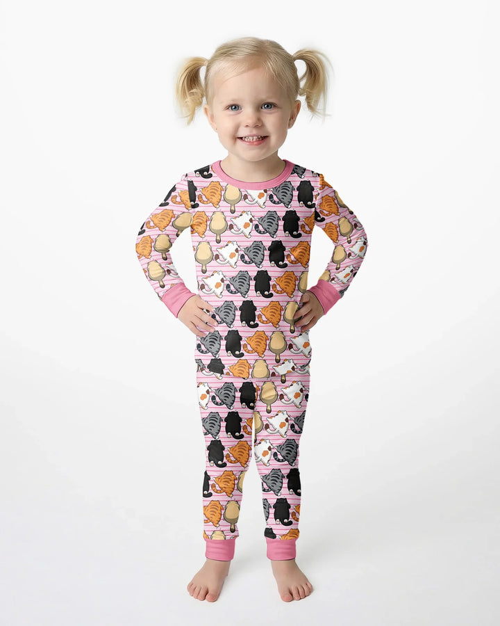 Funny Cat Butts Club Family Matching Bamboo Two Piece Long Sleeve Pajama Set