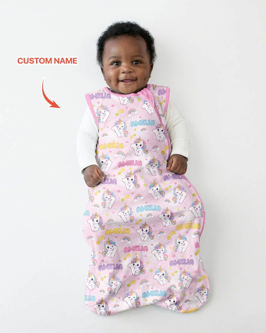 Custom Name Kawaii Unicorn Birthday Bamboo Sleep Bag