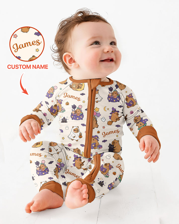 Custom Name Kawaii Halloween Capybara Bamboo Convertible Zippy