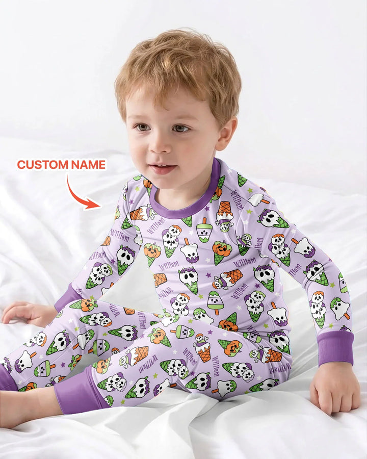 Conjunto de pijama de dos piezas de bambú con mangas largas, plantilla PERSONALIZADA
