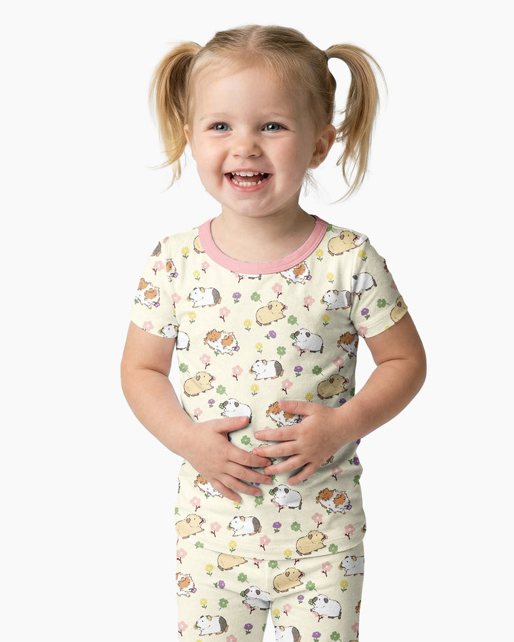 Guinea Pig Garden Bamboo Two Piece Short Sleeve Pajama Set