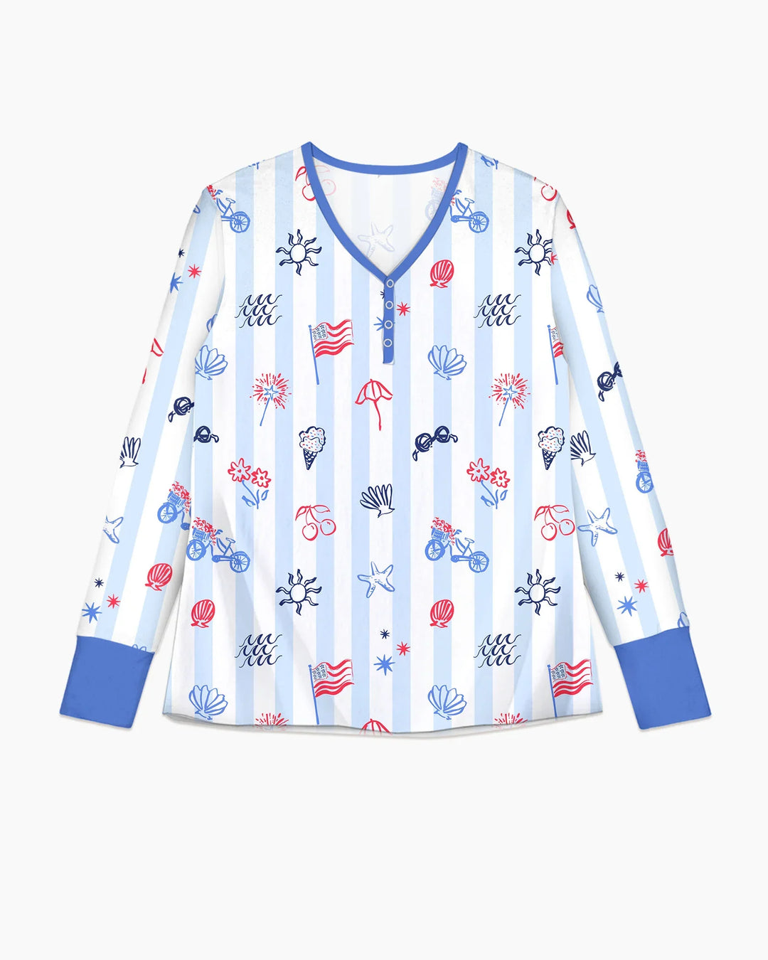 Rot, Weiß & Beachy Familie passender Pyjama-Set aus Bambus für Damen