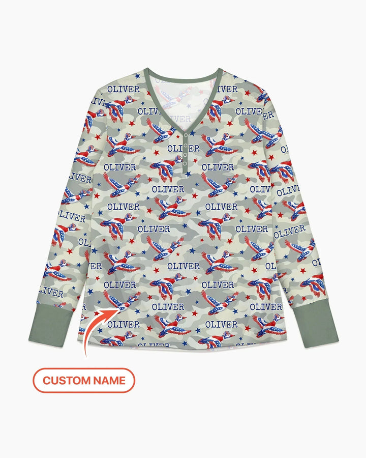 Pyjama-Set aus Bambus für Damen mit Entenmotiv und individueller Namensstickerei, passend für die ganze Familie