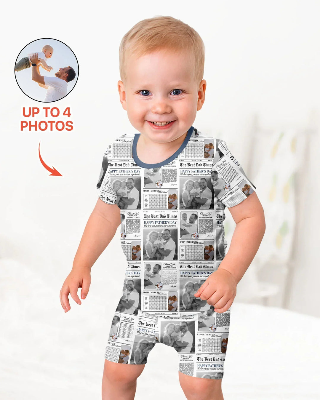Custom Photo The Best Dad Times Bamboo Two Piece Short Sleeve Shorts Pajama Set
