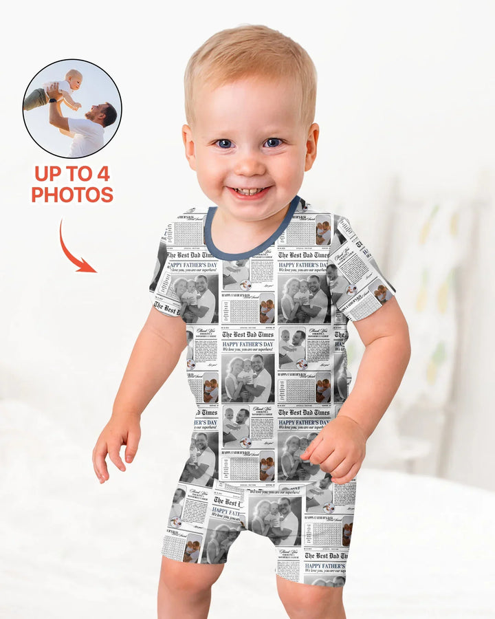 Custom Photo The Best Dad Times Bamboo Two Piece Short Sleeve Shorts Pajama Set
