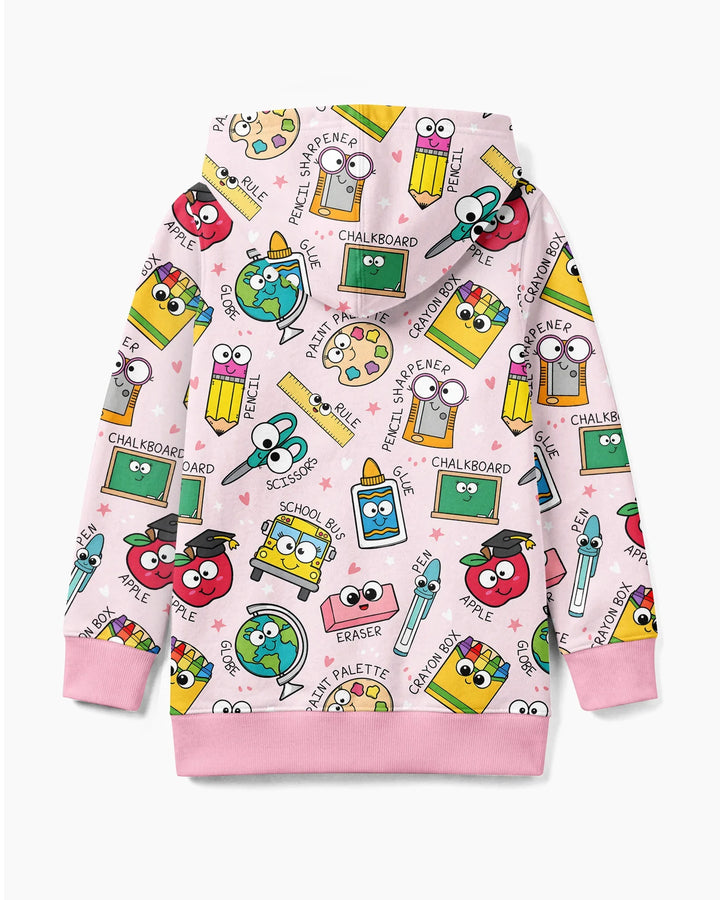 Kapuzenpullover aus Bambus mit hebräischem Alphabet und Reißverschluss