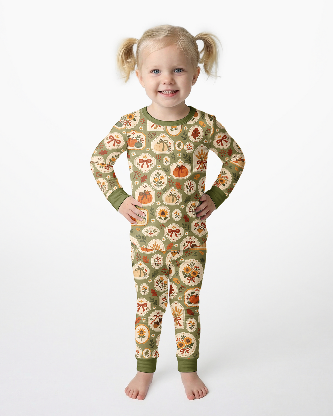 Warm Harvest Fall Bamboo Two Piece Long Sleeve Pajama Set
