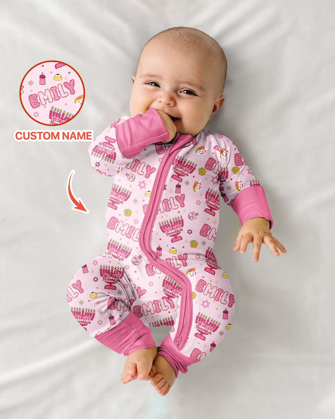 Custom name My First Hanukkah 2026 Bamboo Convertible Zippy