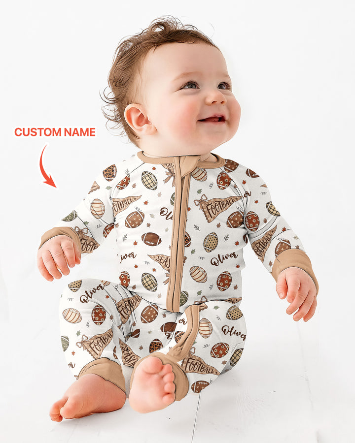 Custom Name Football Fall Season Bamboo Convertible Zippy