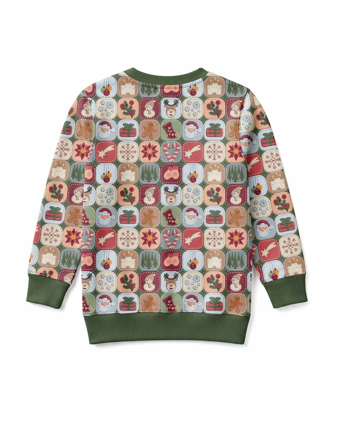 Christmas Felt Patchwork Bamboo Crewneck Sweatshirt