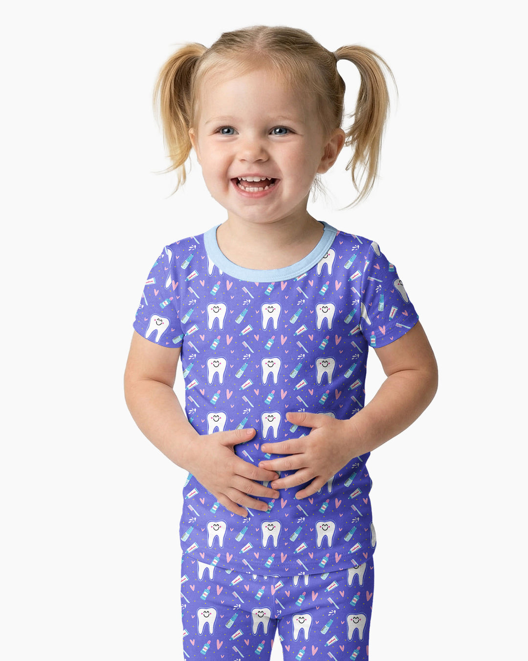 Brushing Teeth Bamboo Two-Piece Short Sleeve Pajama Set