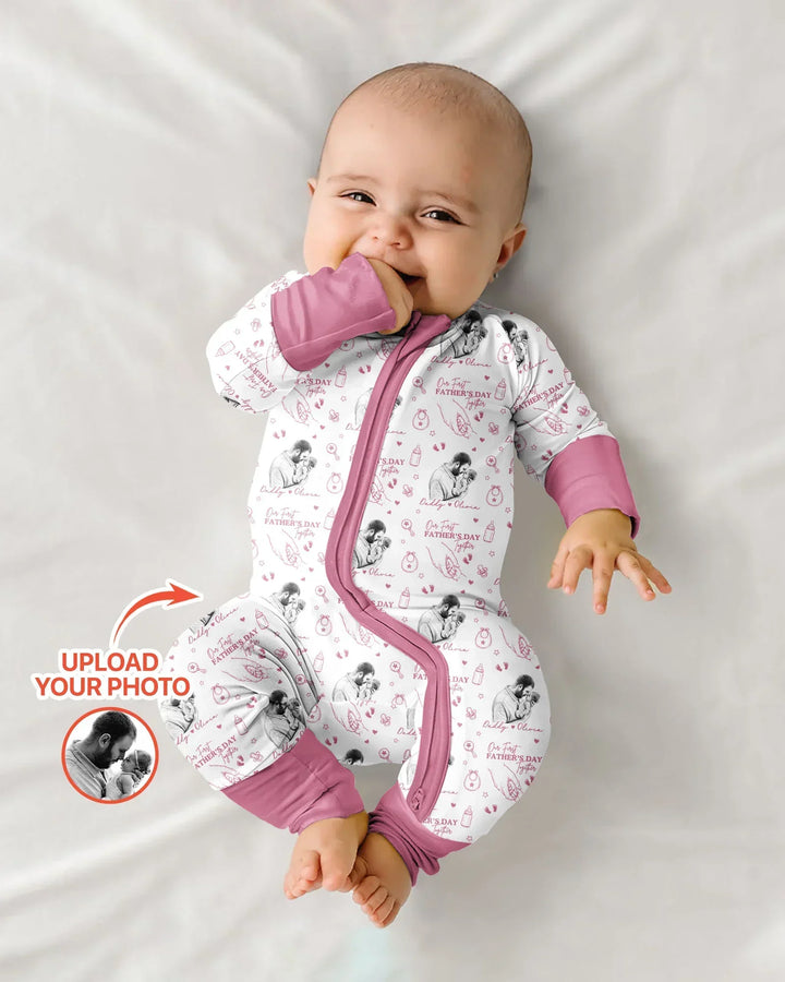 Custom Photo Our First Father's Day Together Bamboo Convertible Zippy