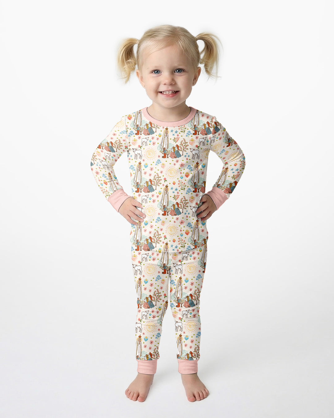 Our Lady of Fatima Bamboo Two Piece Long Sleeve Pajama Set
