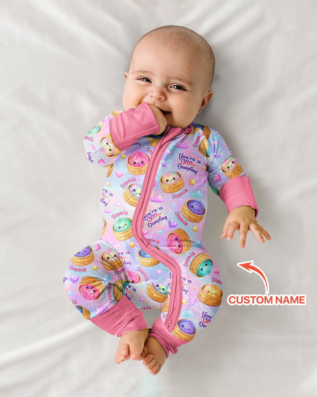 Custom Name You're A Glitter Dumpling Bamboo Convertible Zippy