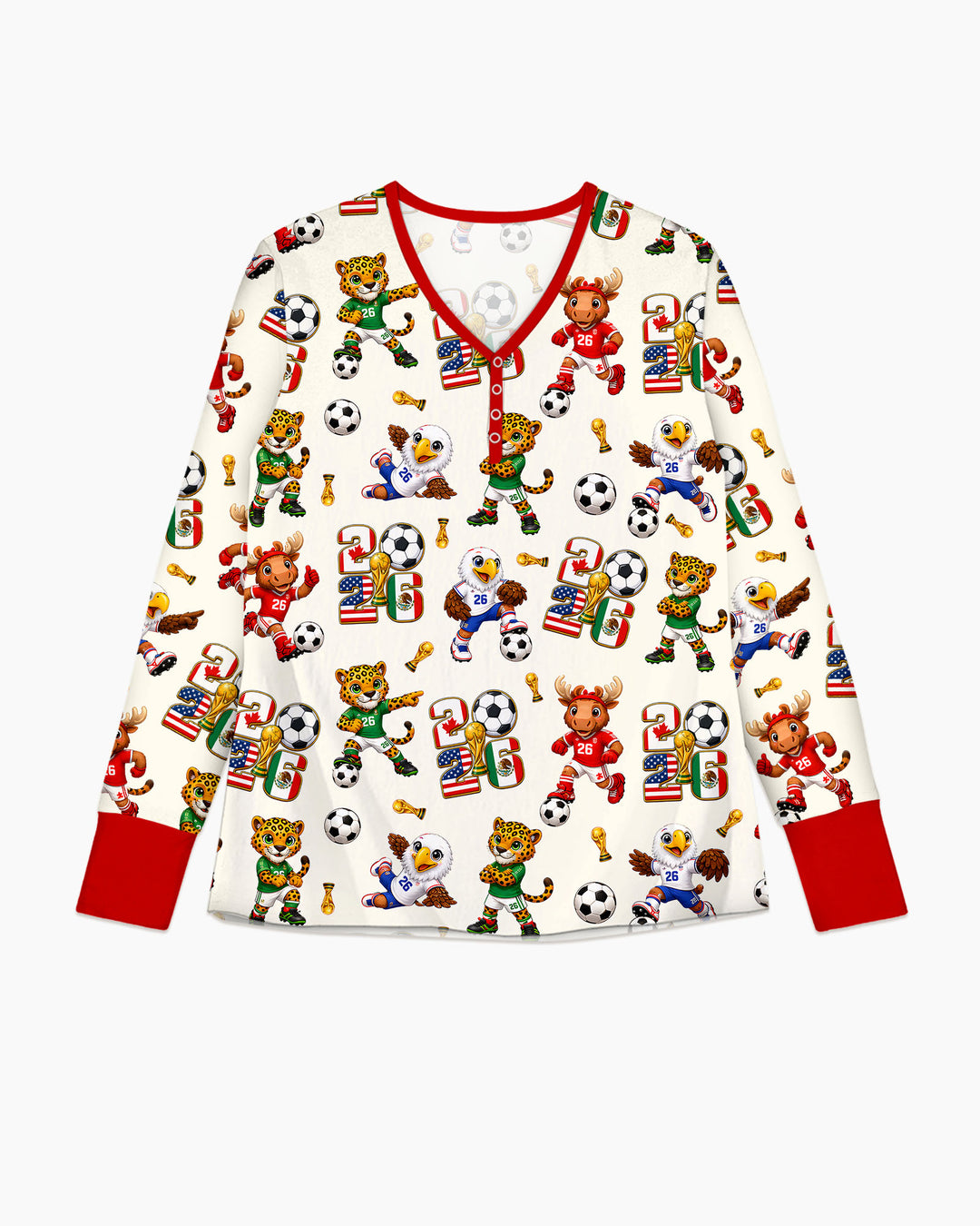 Cute Soccer Mascots USA CAN MEX Bamboo Women Pajama Set