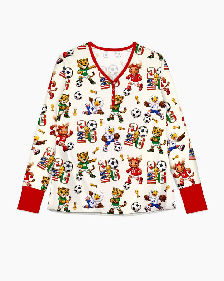 Cute Soccer Mascots USA CAN MEX Bamboo Women Pajama Set