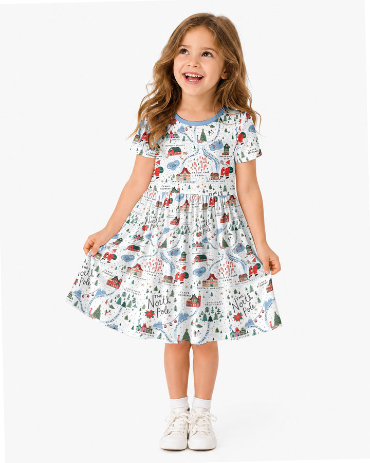 The North Pole Map Bamboo Twirl Dress