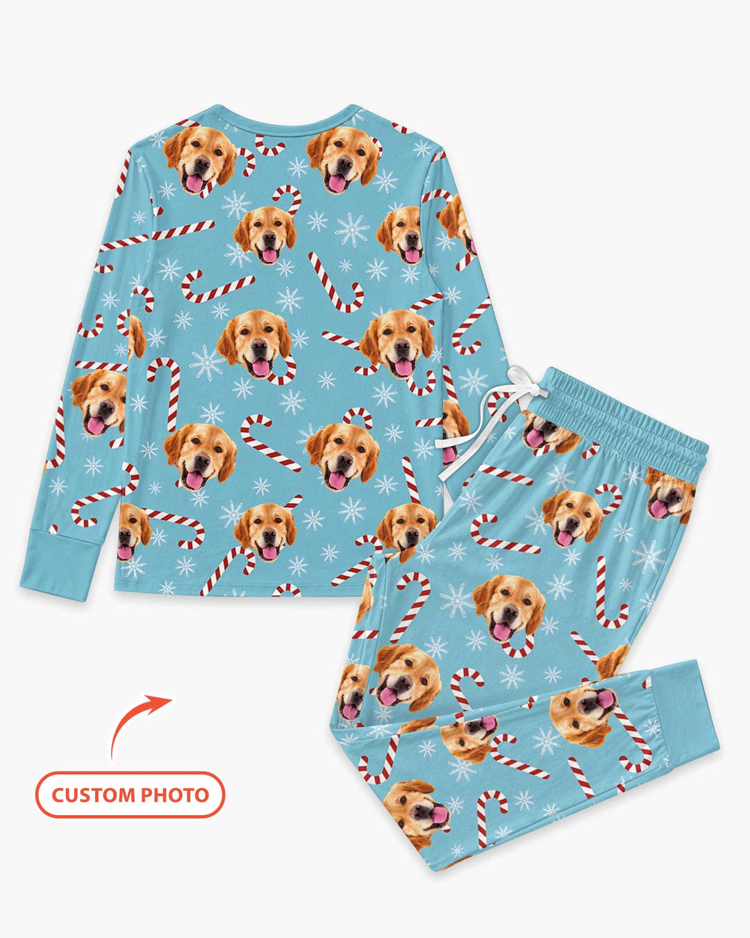 Custom Photo With Christmas Pattern Pajamas Bamboo Women Pajama Set