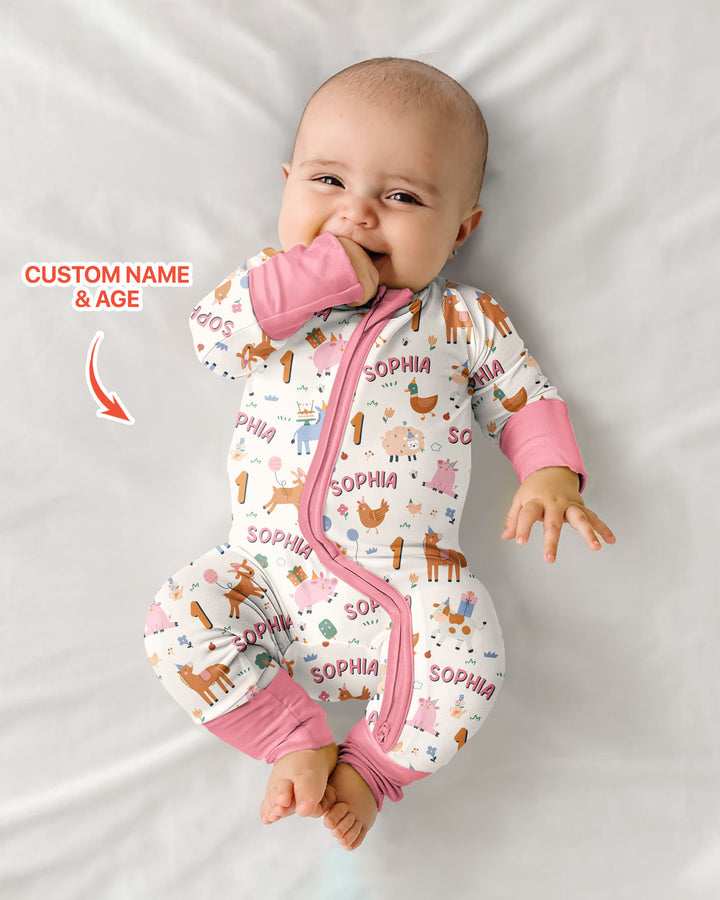 Personalized Farm Animals Birthday Bamboo Convertible Zippy