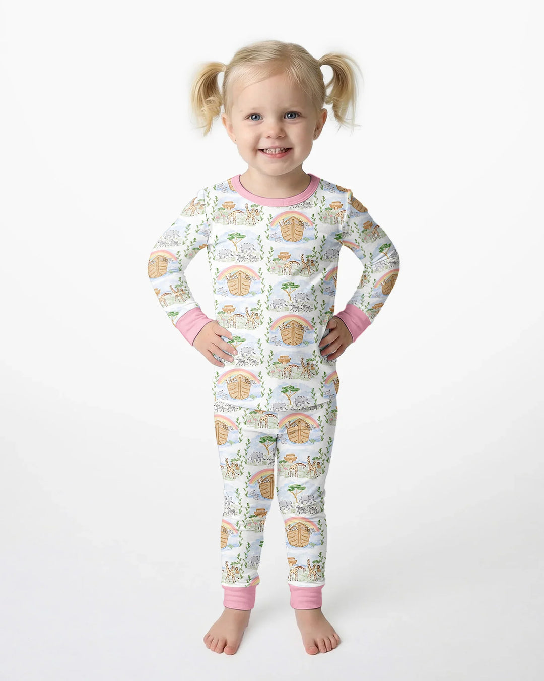 Noah And The Ark Bamboo Two Piece Long Sleeve Pajama Set