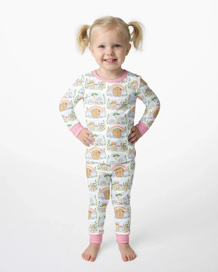 Noah And The Ark Bamboo Two Piece Long Sleeve Pajama Set